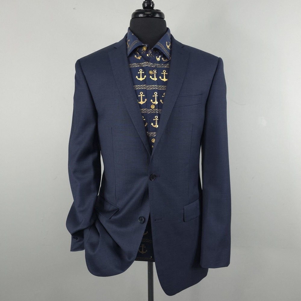 Tallia Suit Blazer Mens 40L Blue Wool Mason Fit 2 Button Sport Coat Jacket